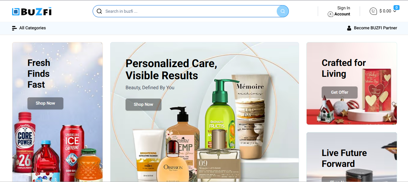 BUZFI — E‑commerce Platform & Backend screenshot